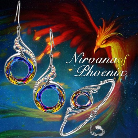 Colorful Crystal Phoenix Jewelry Set