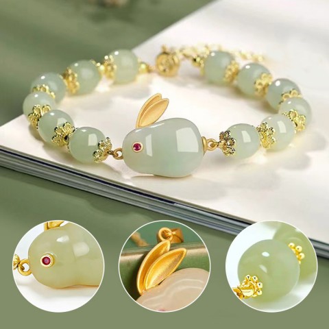 Rabbit HeTian jade lucky jewelry set-1