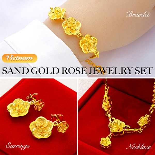 Vietnam Sand Gold Rose Jewelry Set..