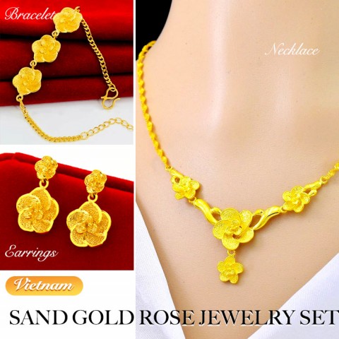 Vietnam Sand Gold Rose Jewelry Set