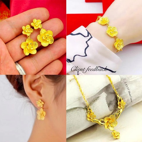 Vietnam Sand Gold Rose Jewelry Set