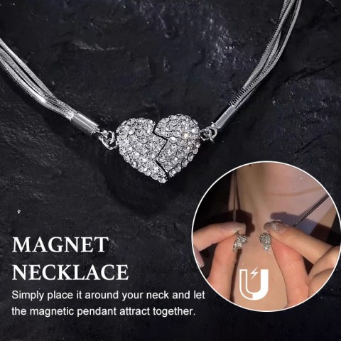 Luxury Zircon Heart Magnet Necklace