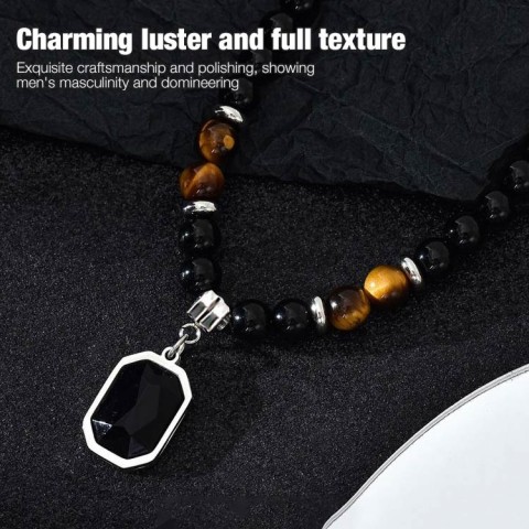  Tiger Eye Beads Men Necklace