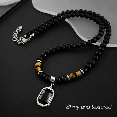  Tiger Eye Beads Men Necklace