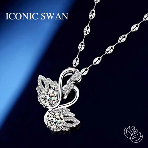 White Gold Double Swan Necklace