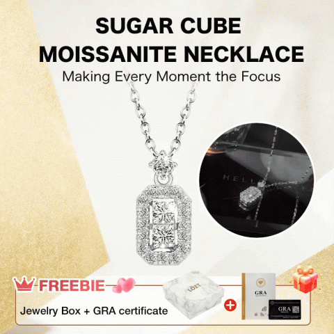 Sugar cube moissanite necklace