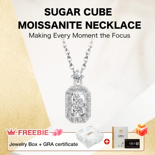 Sugar cube moissanite necklace..