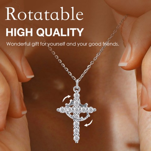 Sterling Silver Moissanite Cross Pendant Necklace