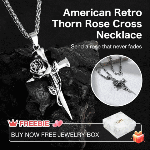 American Retro Thorn Rose Non-Fading Cross Necklace