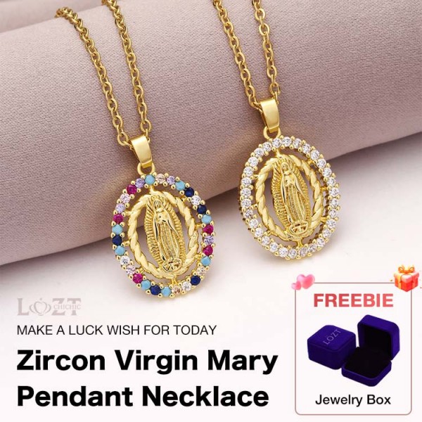 Zirconia Virgin Mary Pendant Necklace