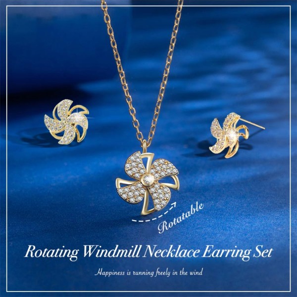 Rotating Windmill Necklace Earring Set