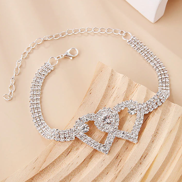 Fashion Diamond Double Heart Anklet - May your heart be filled with love, joy, and good dreams