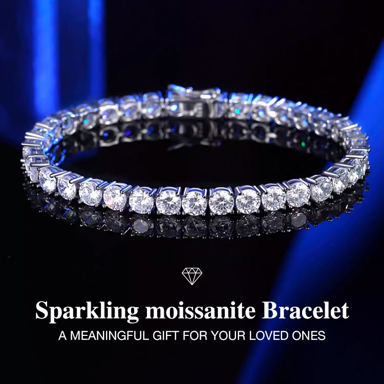 Christmas Season Promo - Sparkling 3MM Moissanite Tennis Bracelet with free jewelry box - Chain length 20cm. GRA Certified - Shipping from Manila