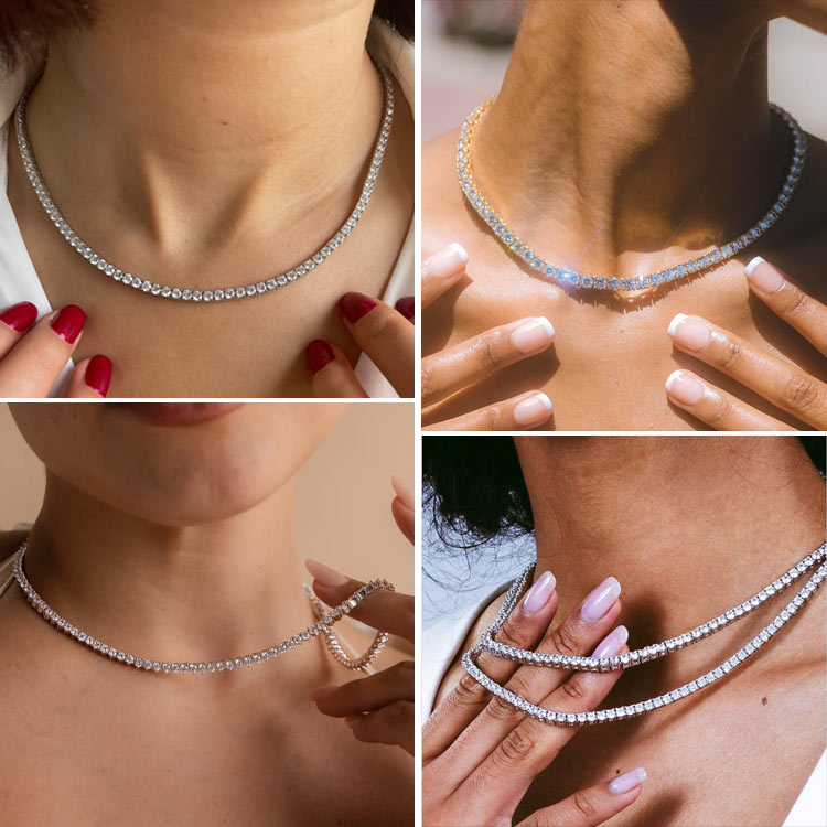 Mid-year Promo – 5mm Moissanite Tennis Necklace – GRA Certified Brilliance – Free Luxury Jewelry Box – Perfect Holiday Gift to Sparkle Your Season!