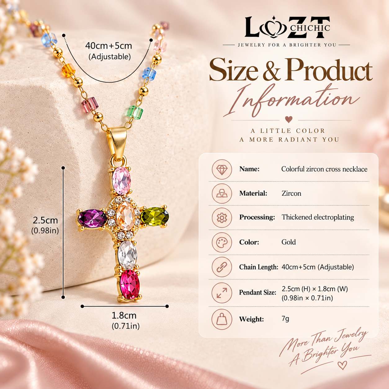 Payday Sale Buy One Get One to save 600P - Colorful zircon cross necklace - Comes with a Free Jewelry Box