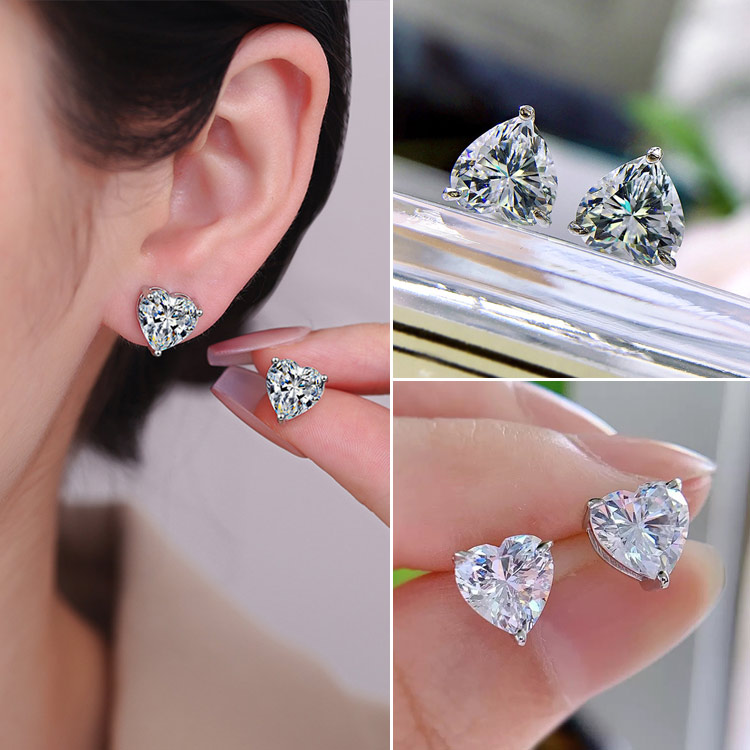 Independence Day Sale-Buy 1 Get 1-Heart Moissanite Earrings– GRA Certified Brilliance – Free Luxury Jewelry Box – Perfect Holiday Gift to Sparkle Your Season