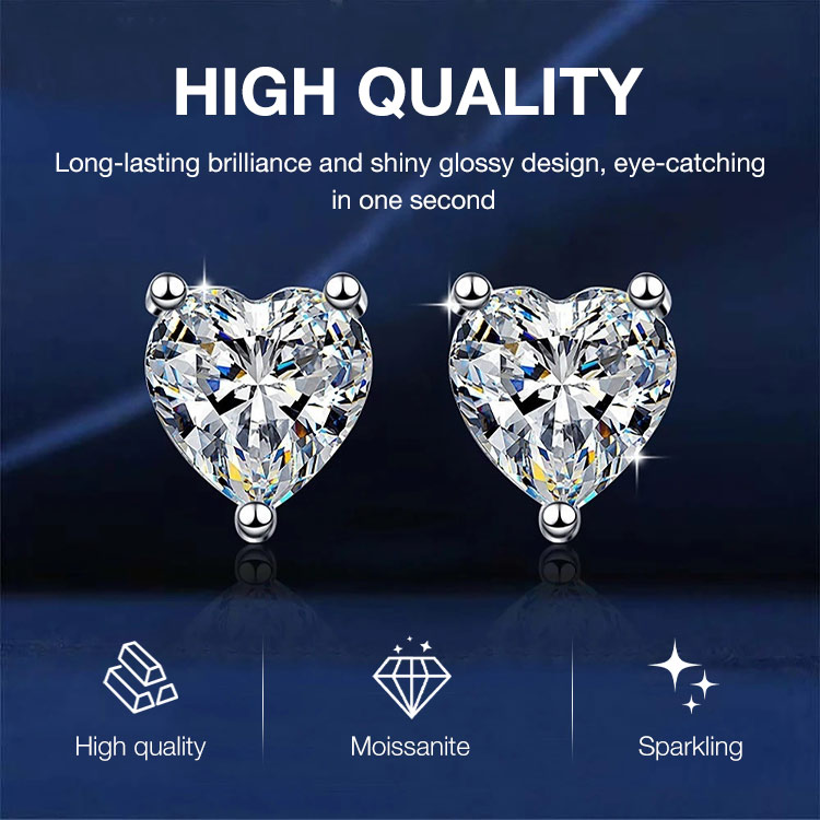 Independence Day Sale-Buy 1 Get 1-Heart Moissanite Earrings– GRA Certified Brilliance – Free Luxury Jewelry Box – Perfect Holiday Gift to Sparkle Your Season