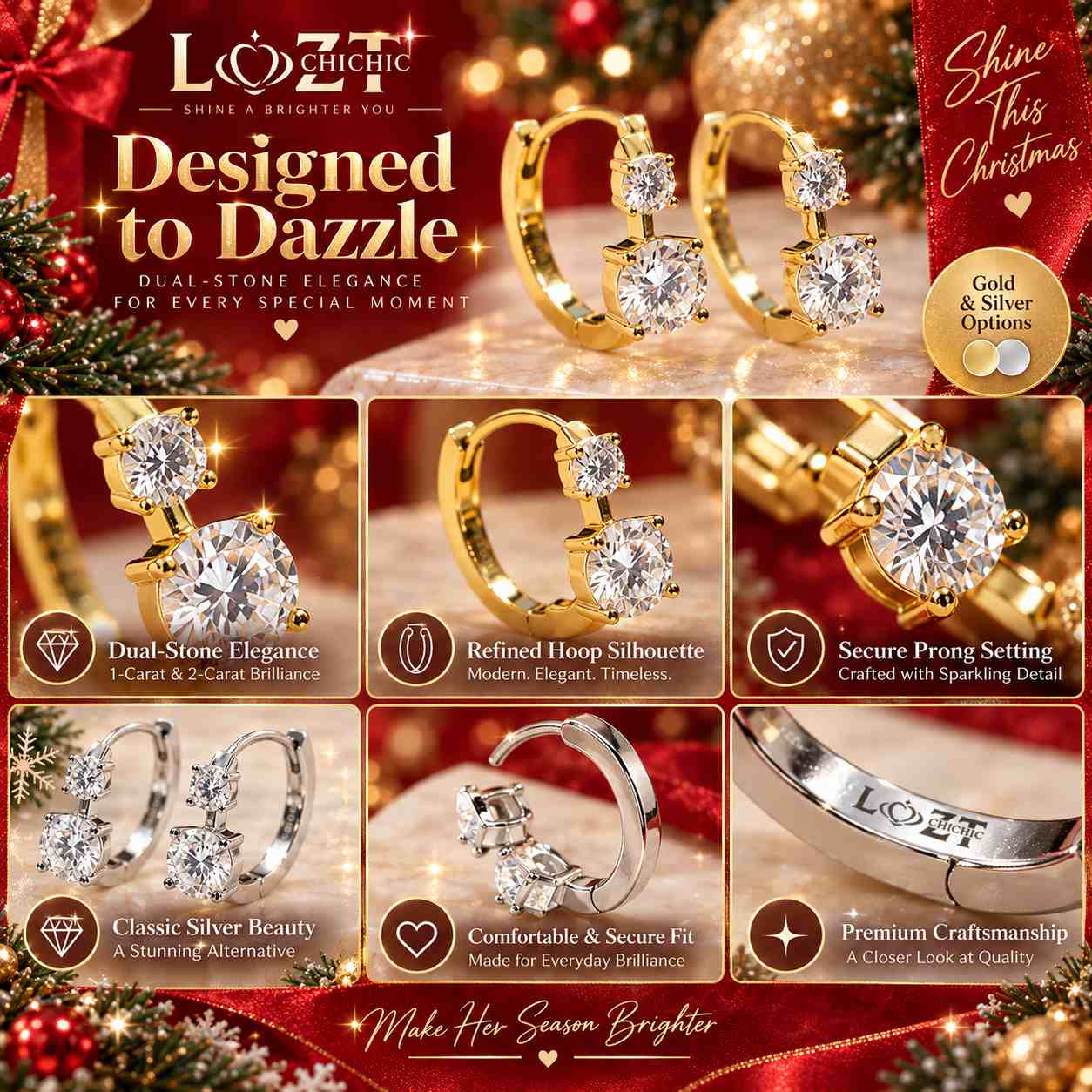 Christmas Promotion – Octavia Moissanite Hoop Earrings – Get Any Two Pairs for Just ₱1,299  – -One Year Warranty, GRA Certified - Comes with a Free Jewelry Box