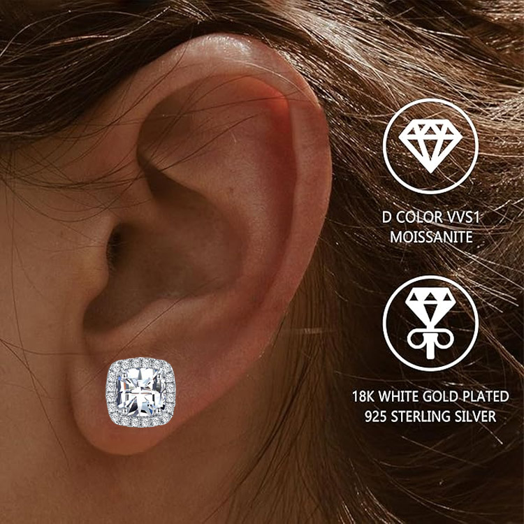 Mothers Day Promo buy 1 take 1 - Small sugar cube Moissanite earrings - GRA certified - Comes with a custom jewelry box