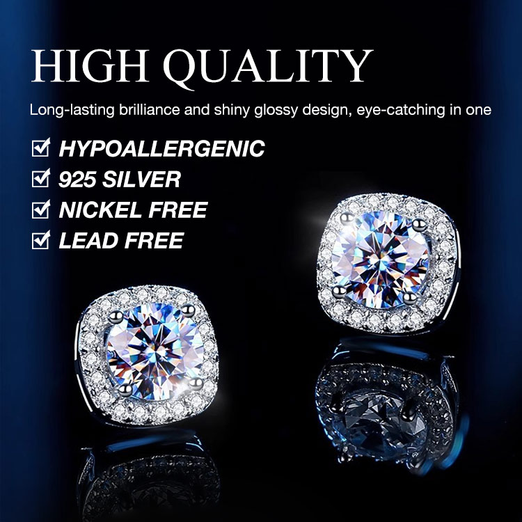 Mothers Day Promo buy 1 take 1 - Small sugar cube Moissanite earrings - GRA certified - Comes with a custom jewelry box
