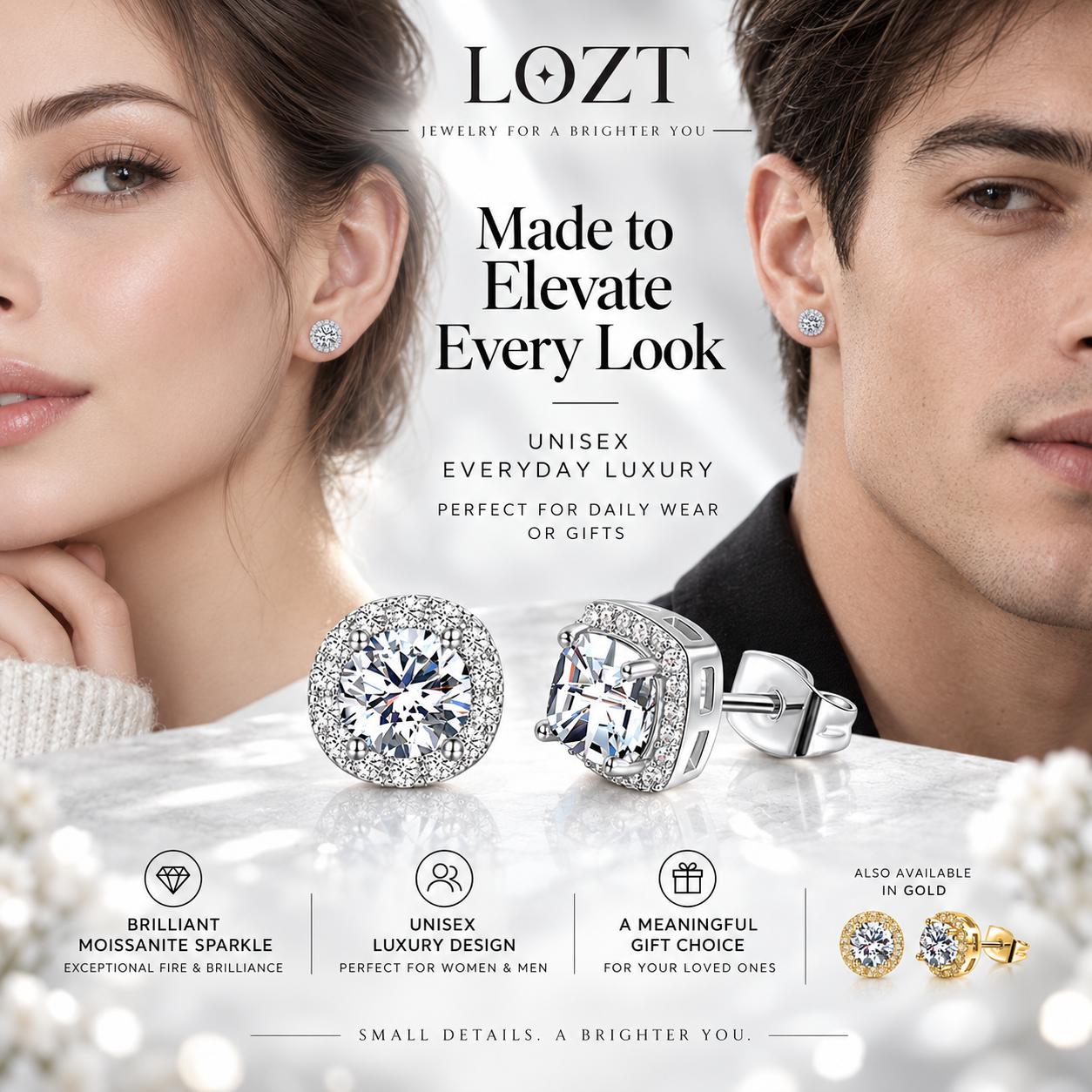 Payday sale buy 1 take 1 pair of earrings - Small sugar cube Moissanite earrings - GRA certified - Comes with a custom jewelry box