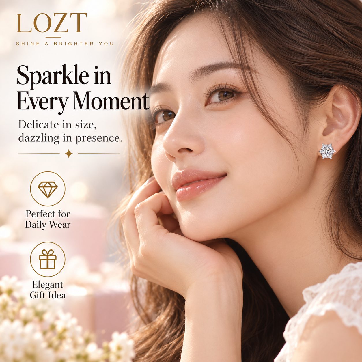 Ber Months Sale - Buy 1 Take 1 - Snowflake Moissanite Earrings - GRA certificate, free gift box