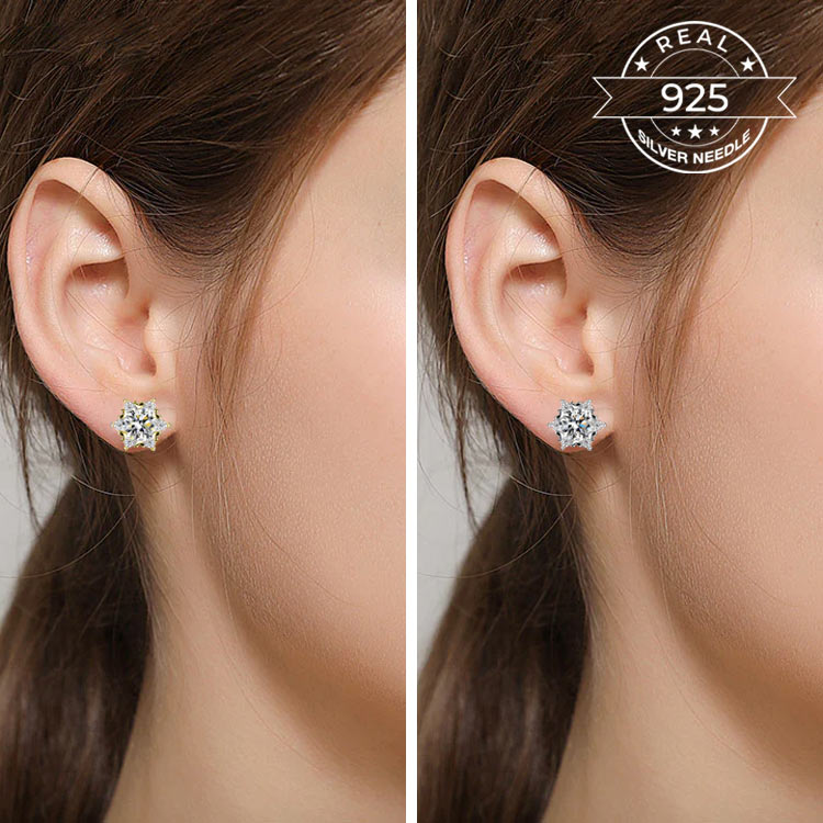 Mothers Day Promotion - Snowflake Moissanite Earrings - GRA certificate, free gift box