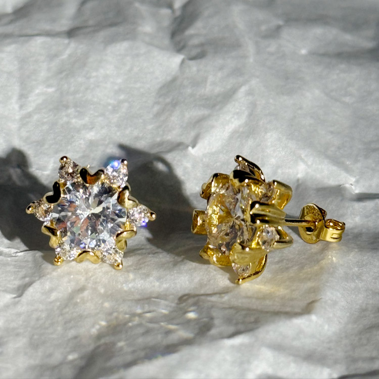 Mothers Day Promotion - Snowflake Moissanite Earrings - GRA certificate, free gift box