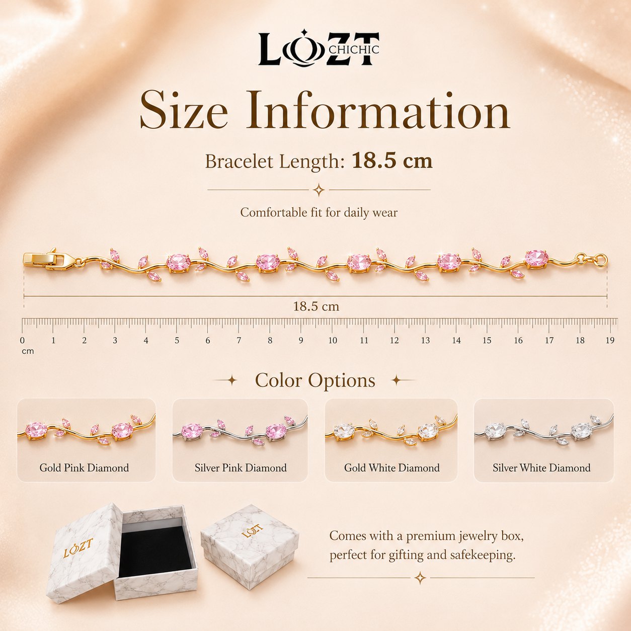 Ber Months Sale to get a Free Jewelry Gift Box – 18K Gold Diamond-Encrusted Branch Bracelet – Elegant Nature-Inspired Bracelet with Brilliant Diamond-Like Sparkle