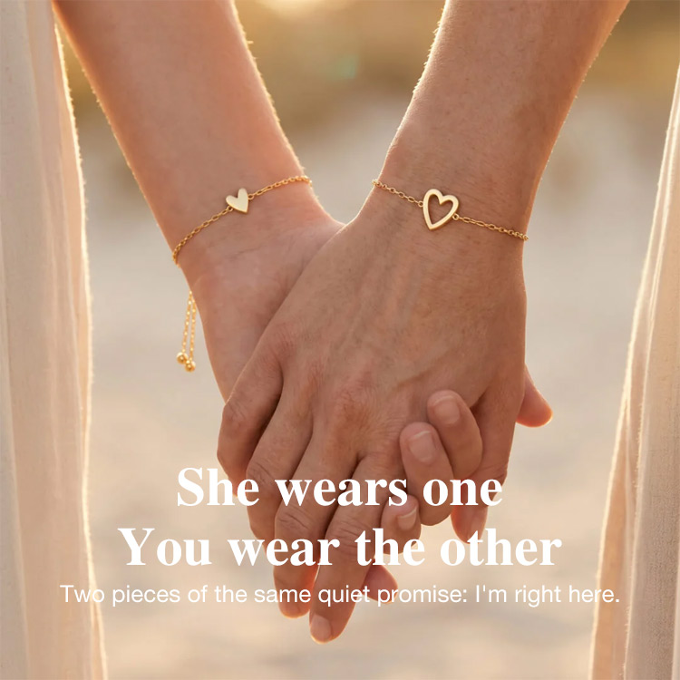 Mid-Year Sale – Buy 1 Take 1 to save 799 – 18K Gold Matching Hearts Bracelet – A Timeless Symbol of Love for Mothers, Daughters & Loved Ones – Comes with a Beautiful Gift Box