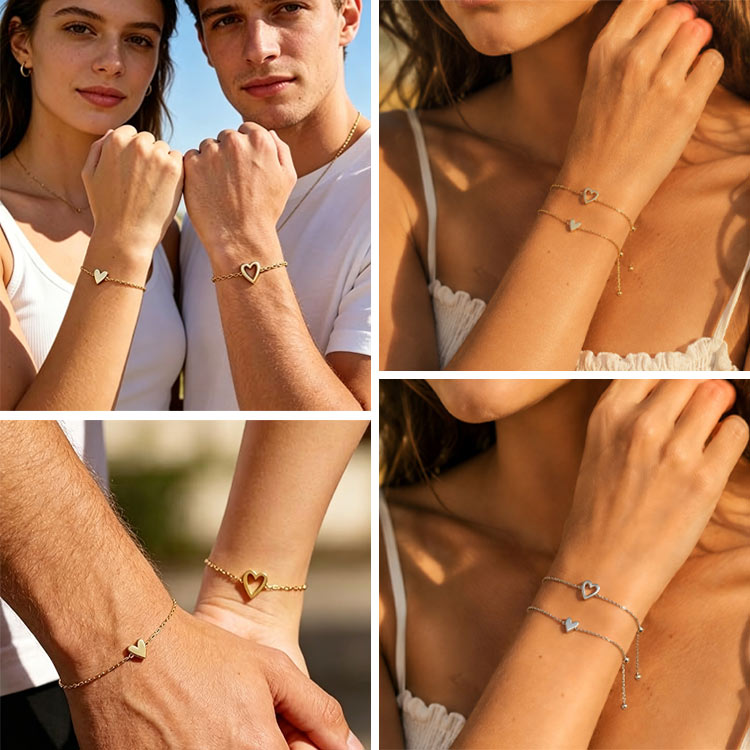 Mid-Year Sale – Buy 1 Take 1 to save 799 – 18K Gold Matching Hearts Bracelet – A Timeless Symbol of Love for Mothers, Daughters & Loved Ones – Comes with a Beautiful Gift Box