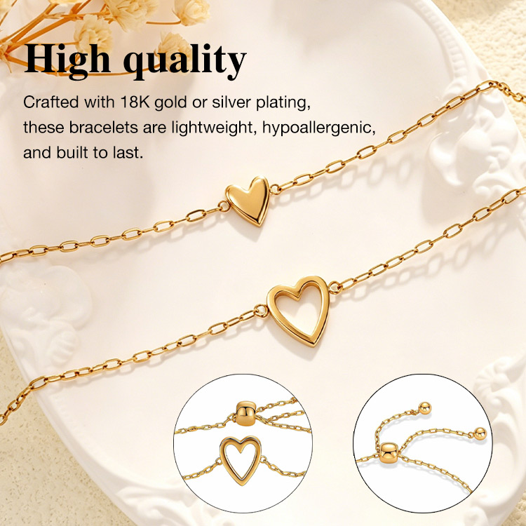 Mid-Year Sale – Buy 1 Take 1 to save 799 – 18K Gold Matching Hearts Bracelet – A Timeless Symbol of Love for Mothers, Daughters & Loved Ones – Comes with a Beautiful Gift Box