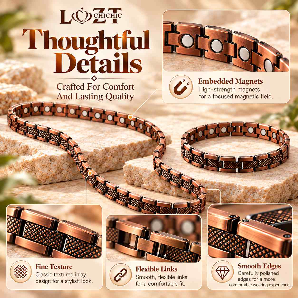 Ber Months Sale - Copper Magnetic Necklace Set - Revitalize Yourself & Relieve Fatigue - Comes with a Free Jewelry Box