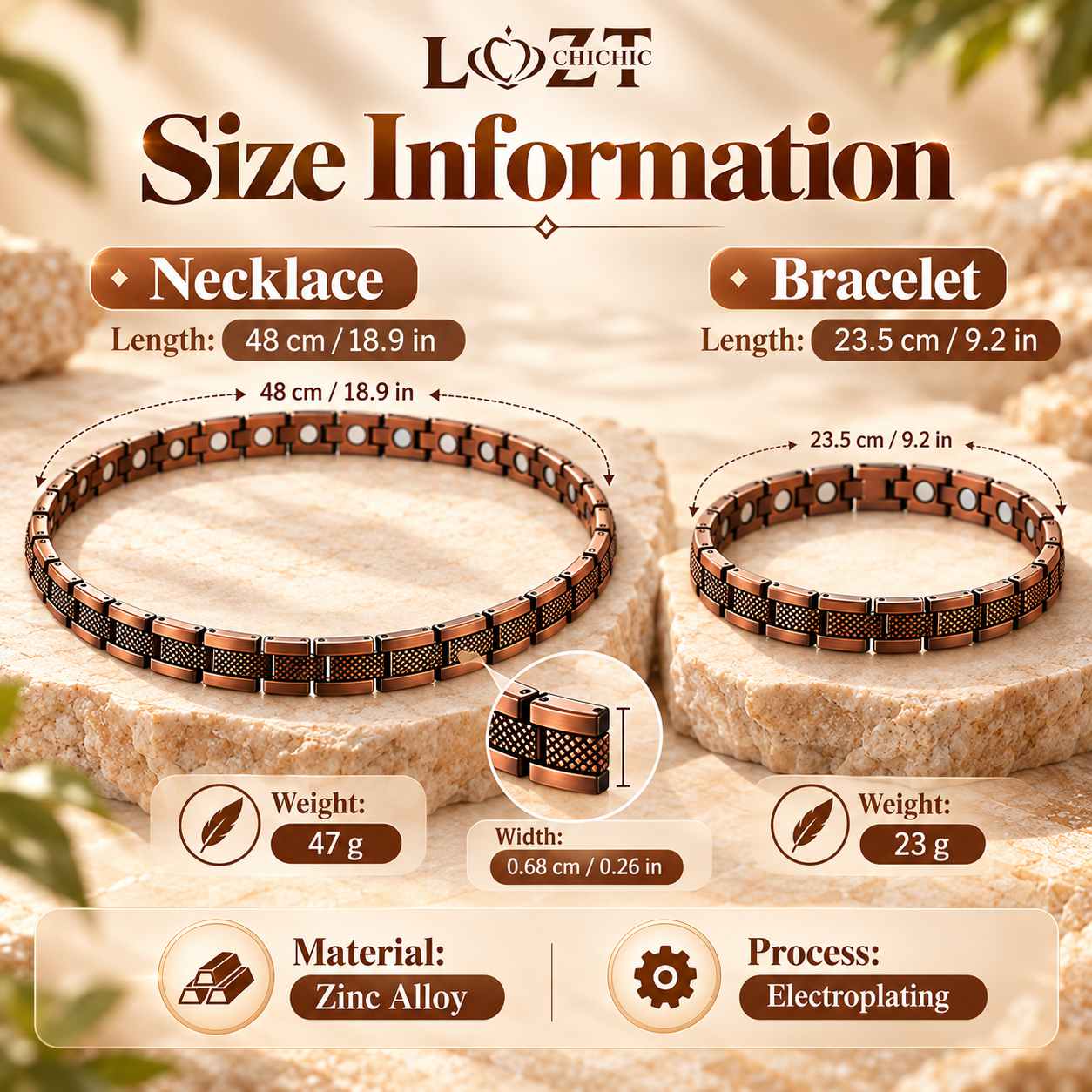 Ber Months Sale - Copper Magnetic Necklace Set - Revitalize Yourself & Relieve Fatigue - Comes with a Free Jewelry Box