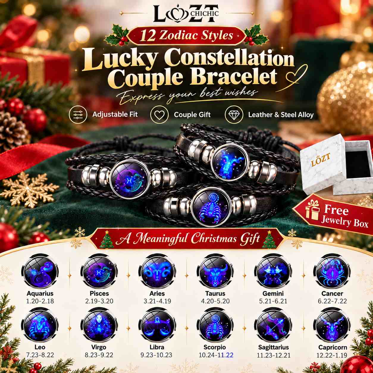 add 199 get second one - Lucky Constellation Couple Bracelet - Eliminate negative energy and bring good luck - Celebrate the holidays with your zodiac sign