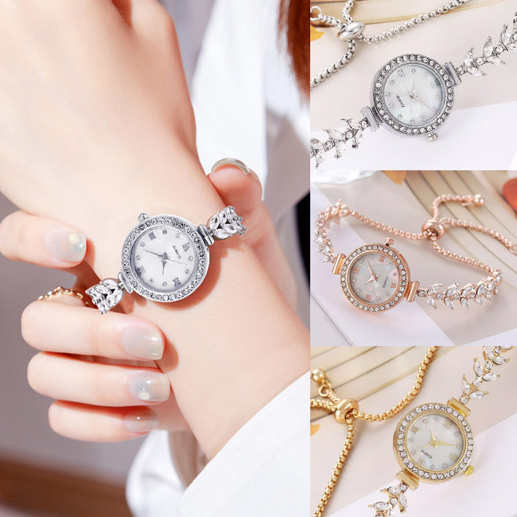 One-year warranty-Diamond-encrusted mermaid bone watch-Bracelet length adjustable