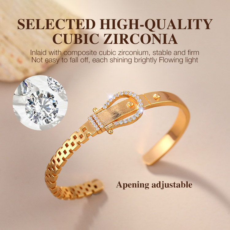 18k gold-plated diamond belt buckle jewelry set-One-year warranty, no fading promise-Give the best gift to yourself