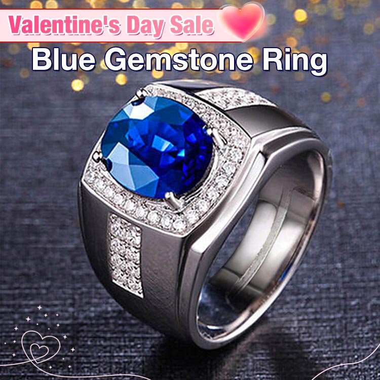 Valentine Day Promo-Blue Gemstone Ring Adjustable Size-Charming and luxurious