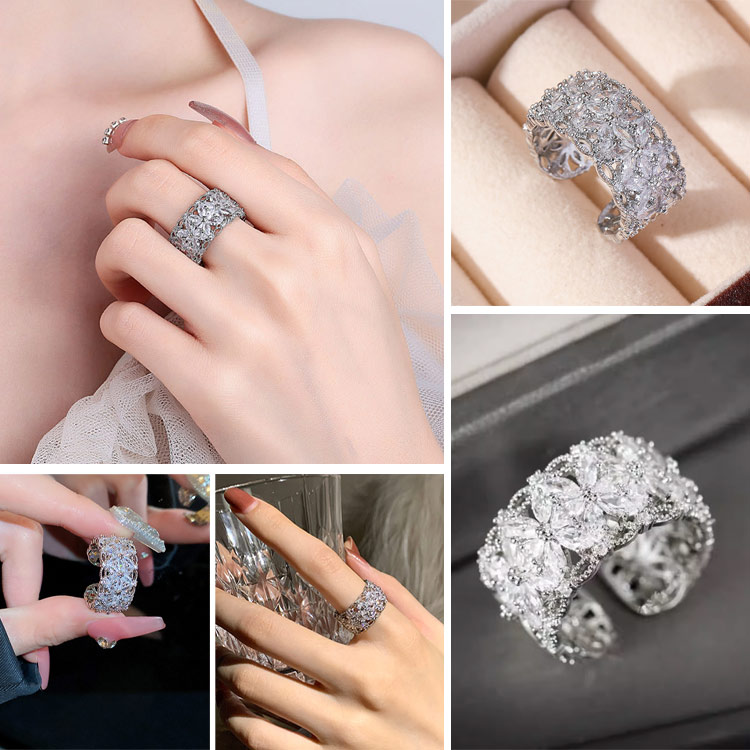 Easter Promotion - Dazzle with Elegance - Moissanite Flower Ring - With GRA certificate and free jewelry box