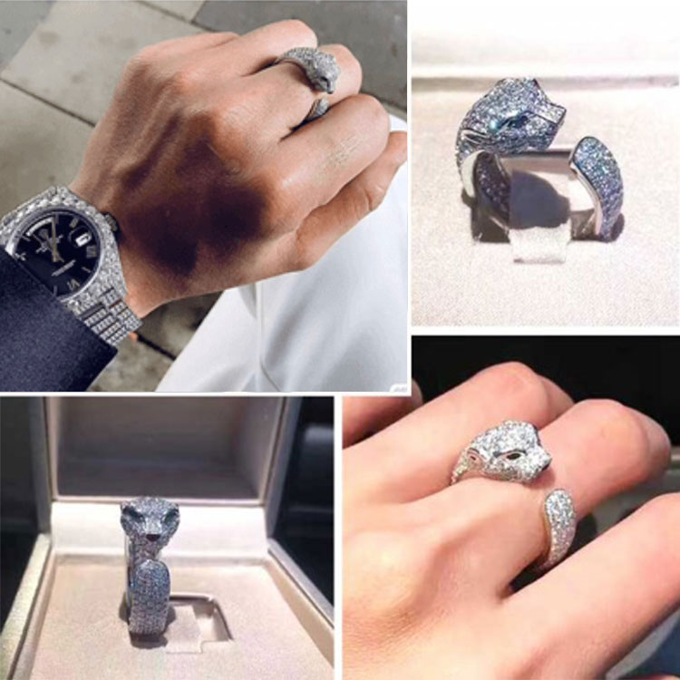 Powerful Adjustable Zircon Leopard Ring Leopard Stud Earrings