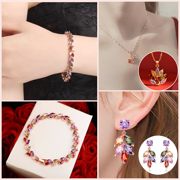 Colorful Zircon Jewelry Set-Three-piece set for only ₱633 each