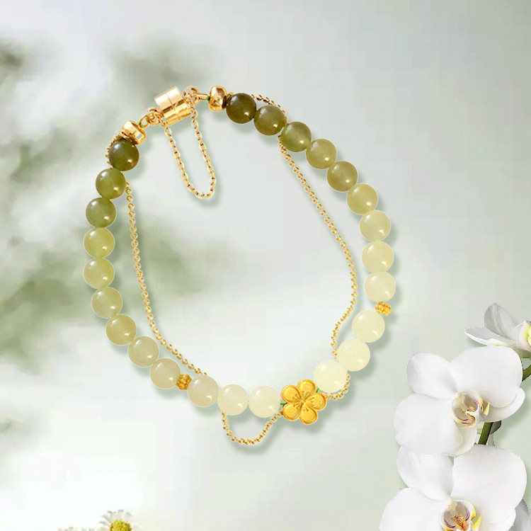 Best Christmas Gift-Hetian jade peach blossom jewelry set-marriage and family happiness