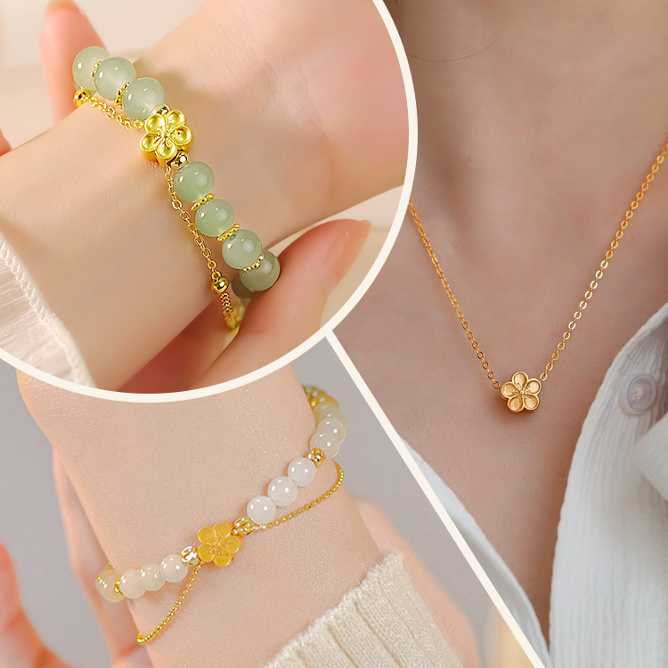 Best Christmas Gift-Hetian jade peach blossom jewelry set-marriage and family happiness