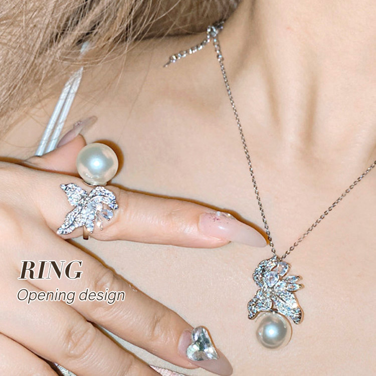 Store Anniversary Promotion Buy 3 for ₱599 each-Iris Flower Zircon Pearl Jewelry Set