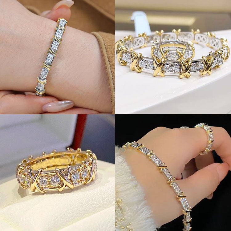 Christmas Promo ₱100 get Ring - Luxury Cross Moissanite Jewelry Bracelet - GRA certificate free gift box