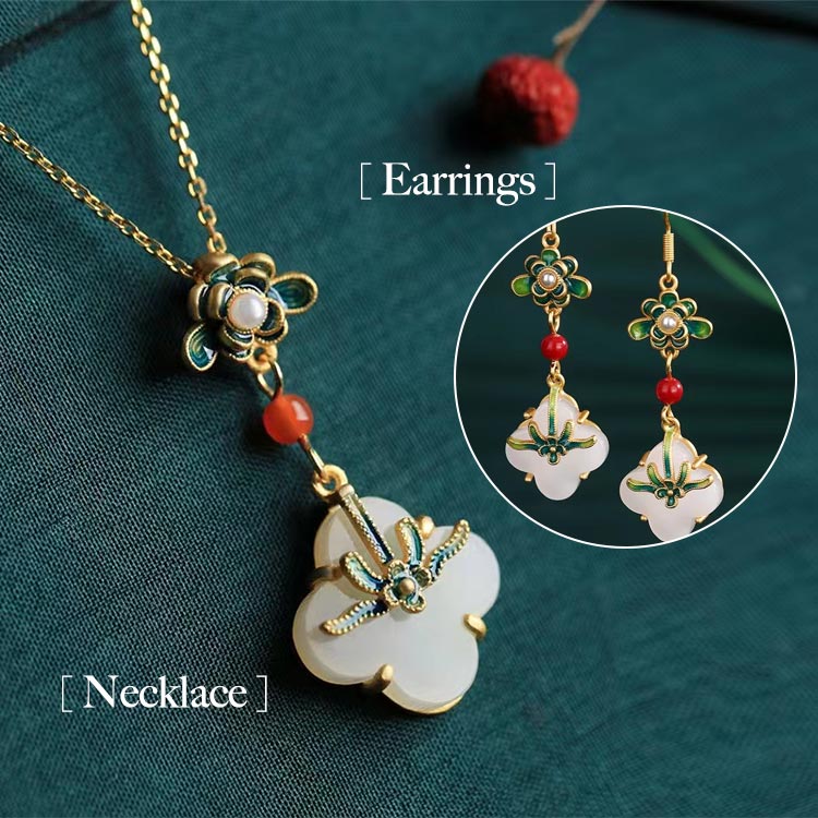 18k Gold Plated Hetian Jade Enamel Four-Piece Set-Buy 4 pieces for only ₱557 each