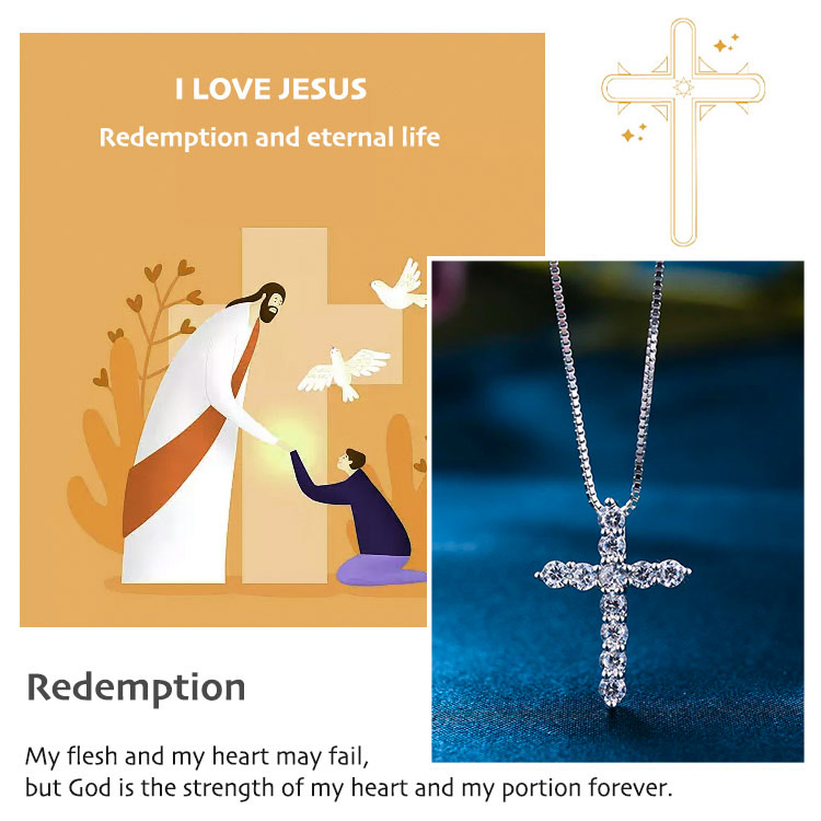 Christmas promotion-GRA certification-Buy 1 Take 1-Moissanite Inlaid Silver Cross Necklace-Necklace Size 40cm+5cm