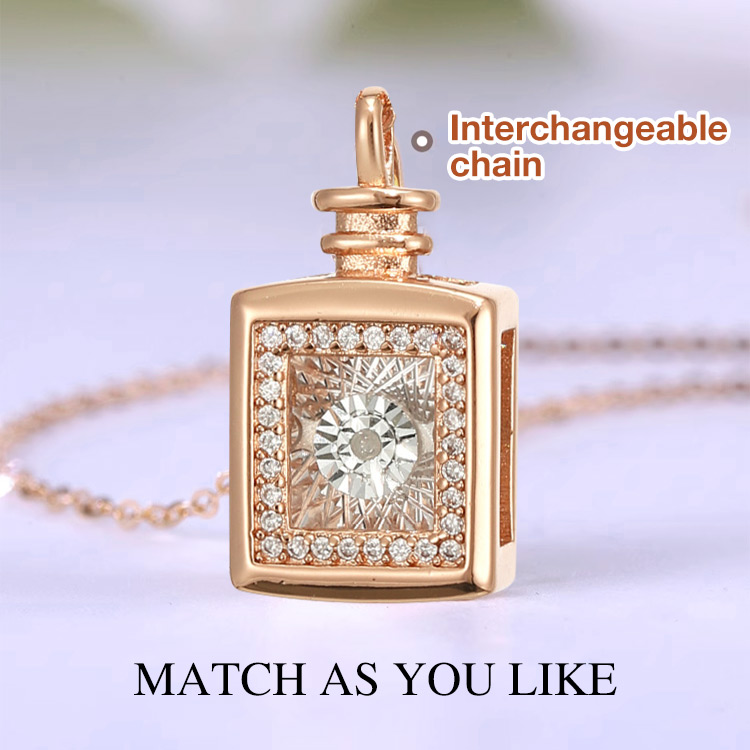 Sparkling Perfume Bottle Pendant Necklace - Sway and Jump with Eternal Shine. Never Fades - Free jewelry box